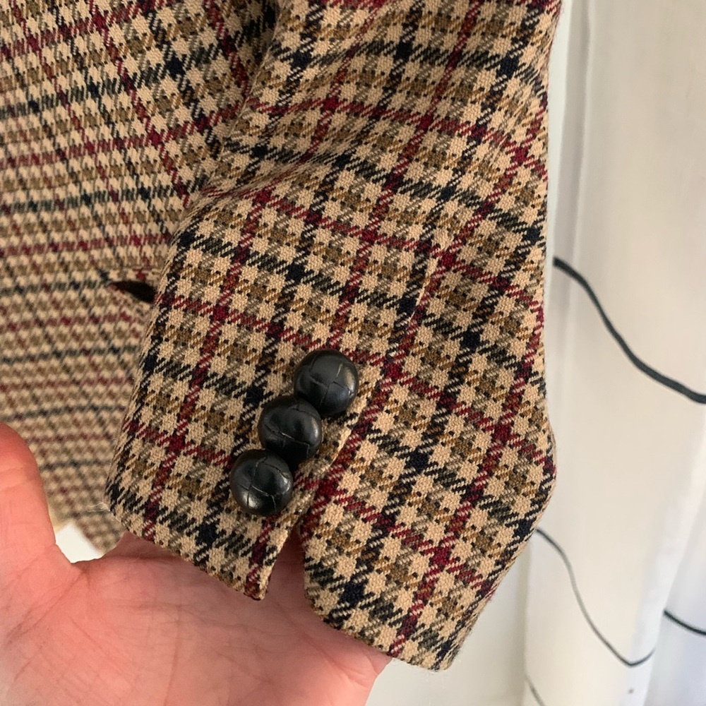 Talbots Petites Oversized Vintage Wool Houndstooth Blazer Size 4P Made in USA - Picture 9 of 12